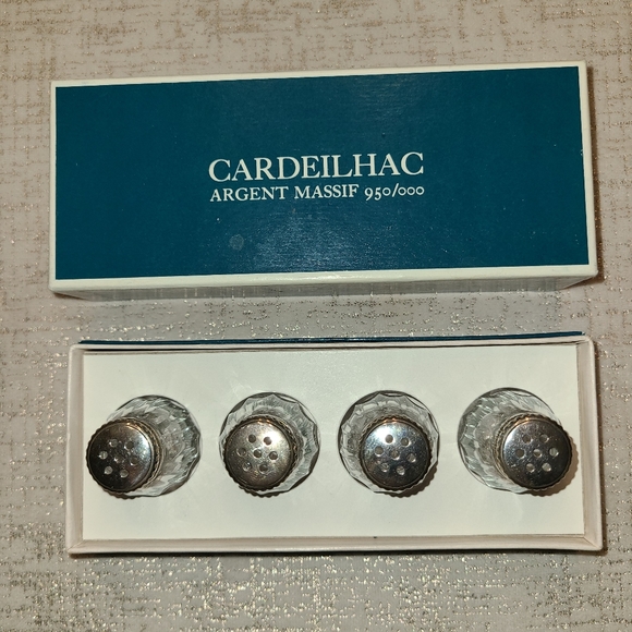 Christofle Cardeilhac 4pc. Mini 950/000 Sterling Salt & Pepper Set - Picture 3 of 11